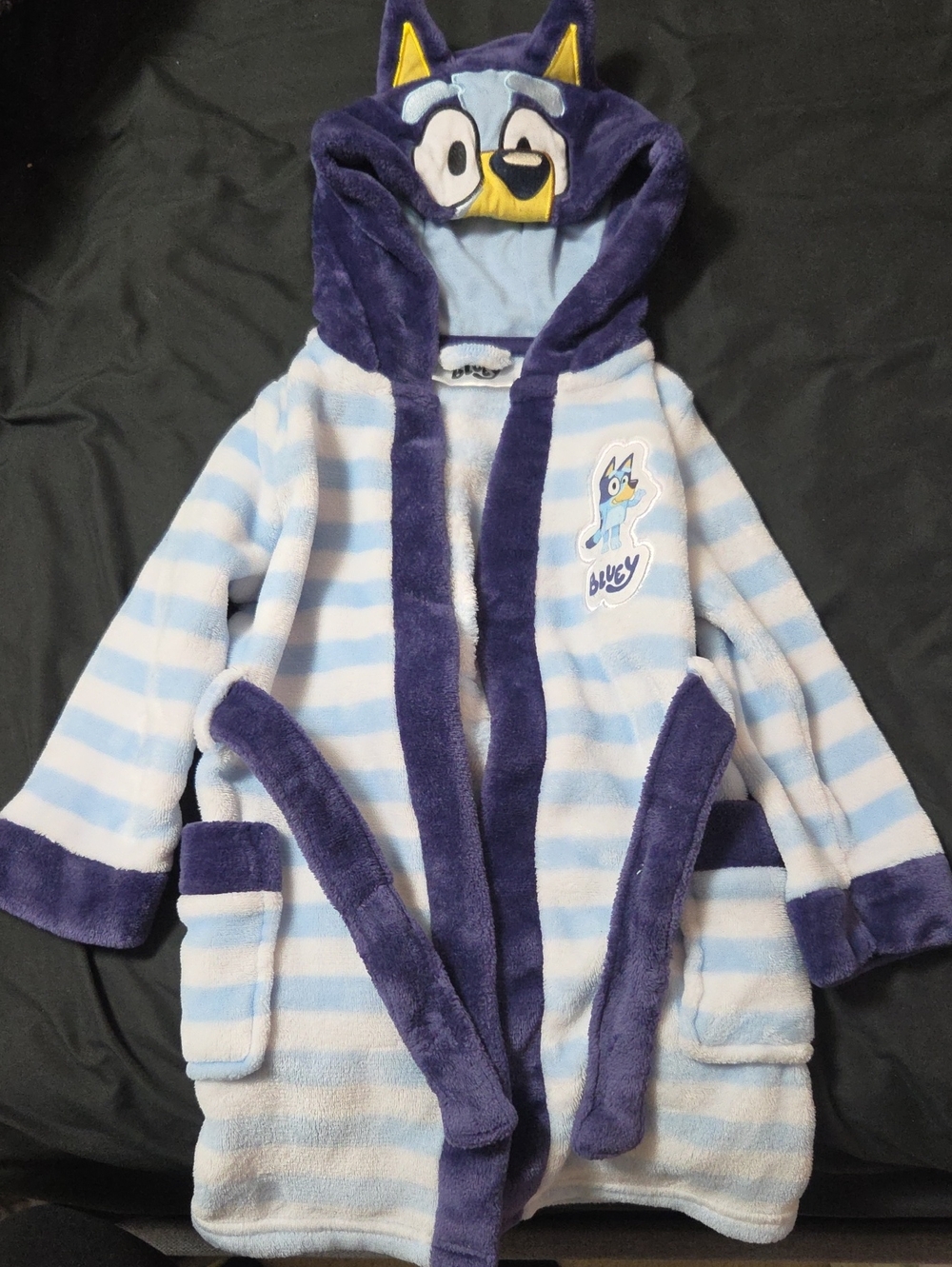 Bluey Kids Plush Hooded Robe - Light Blue & Navy